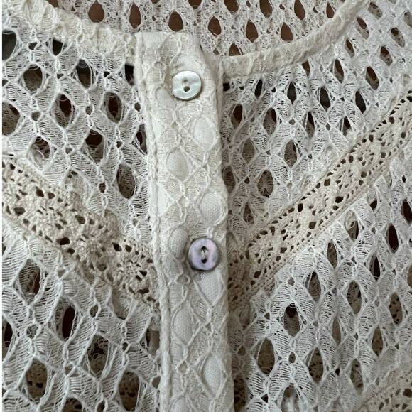 listicle Ivory Textured Woven Halter Neck mini dress Ruffle Sz S Short Sleeve - Picture 8 of 11